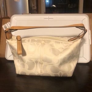 White mini monogram coach bag